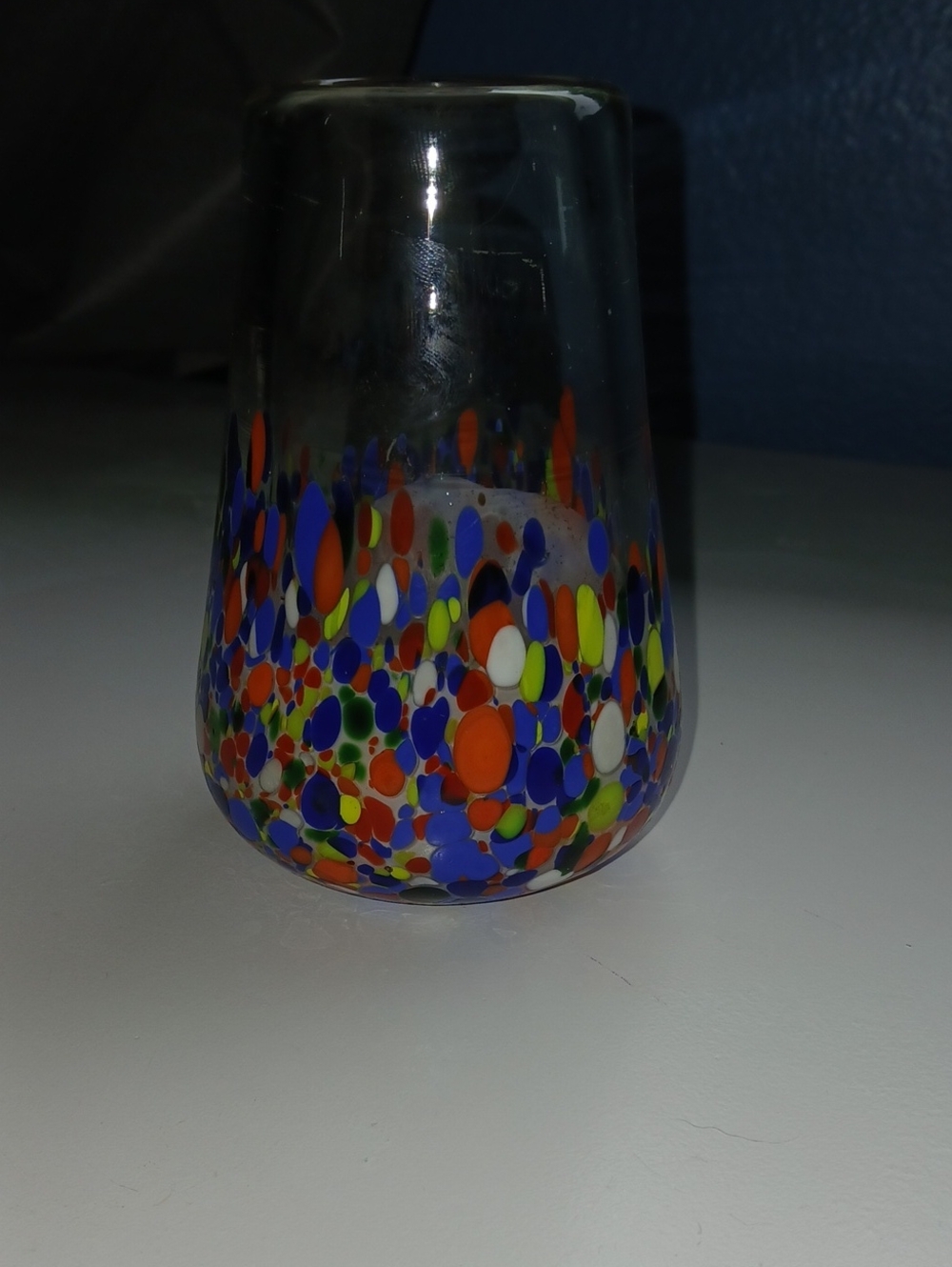 Handblown Multicolor Speckled Glass Vase - Home Art